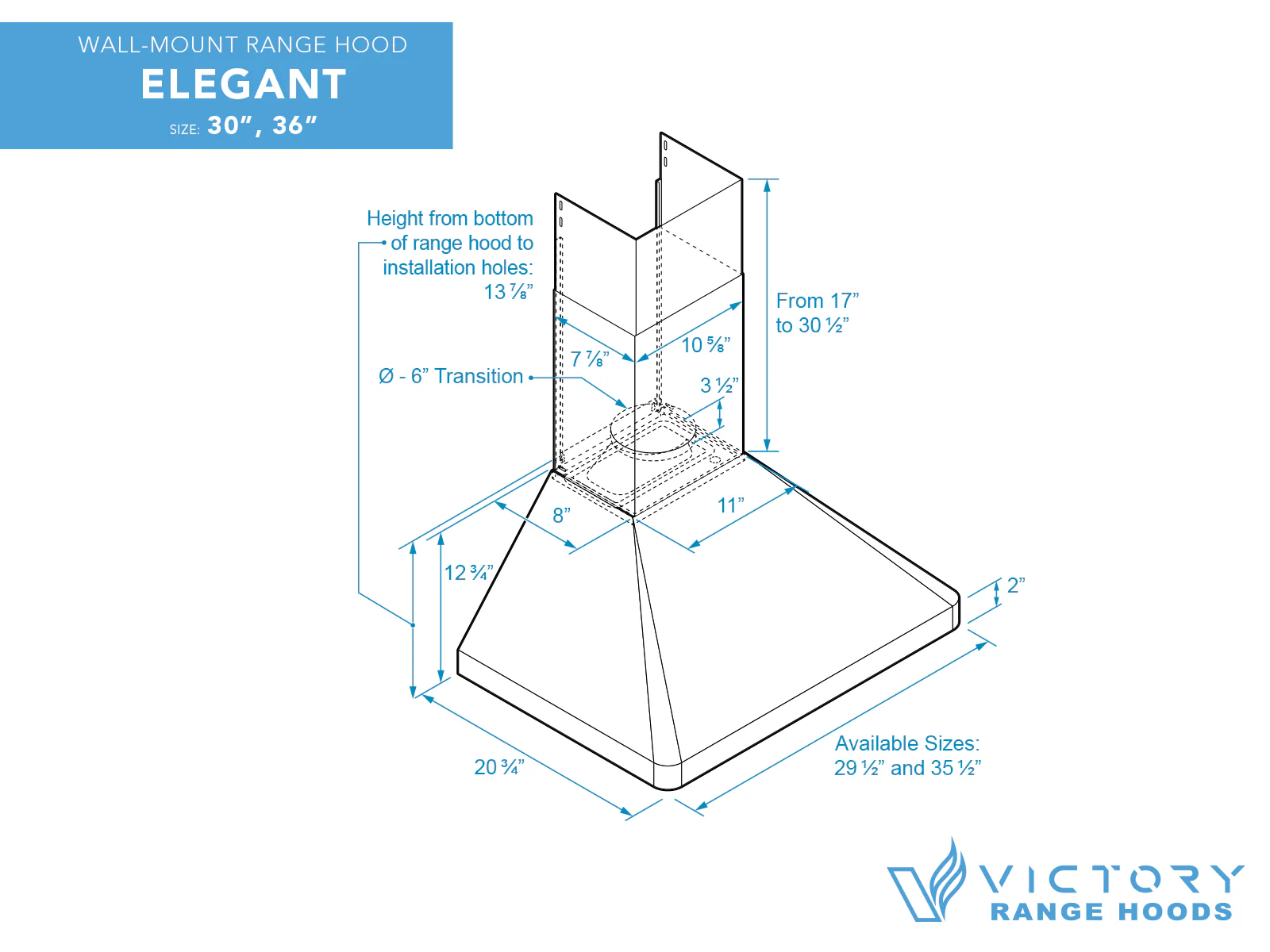 30 Inch Wall Mounted Range Hood with 450 CFM Remote Blower - VICTORY Elegant - Image 8