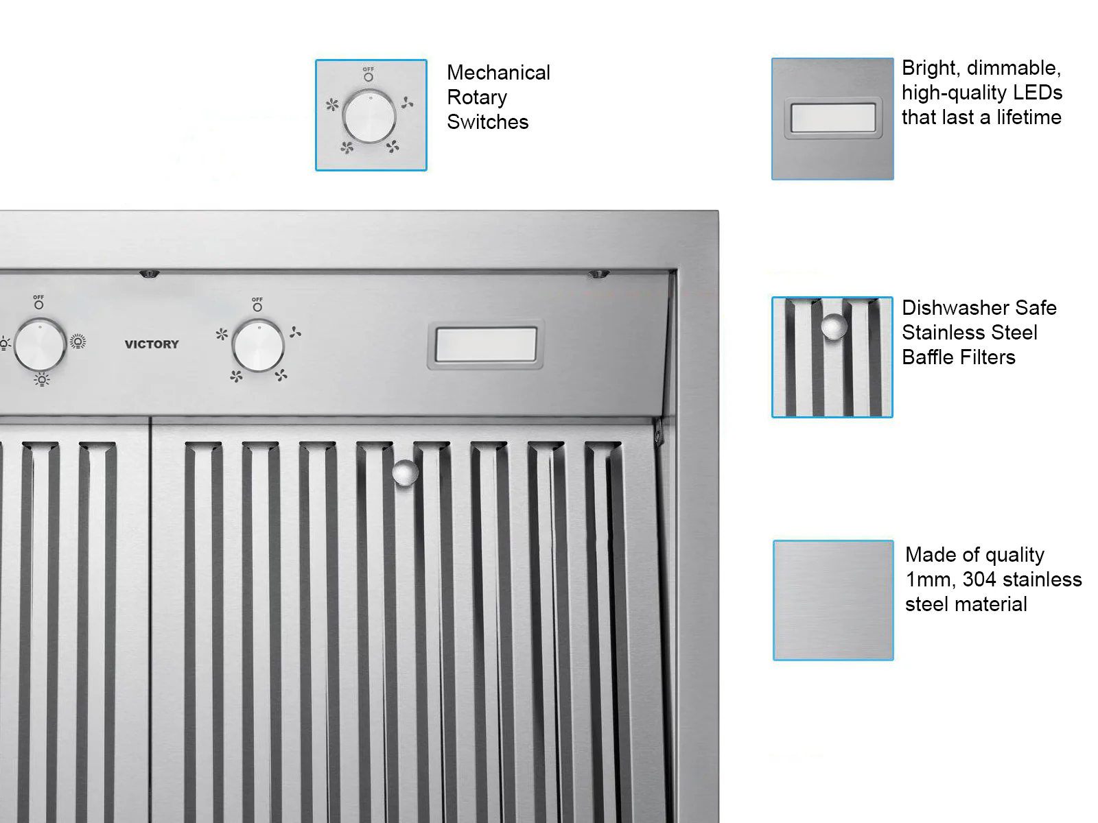 48 inch 750 CFM Wall Mount Range Hood - VICTORY Twister - Image 5